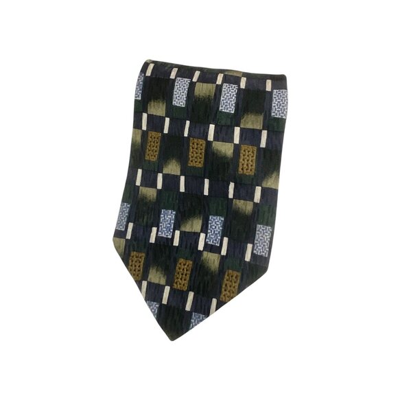 Cocktail Collection 100% Silk Mens Necktie Beer Microscope Pattern Green & Gold - Picture 7 of 7